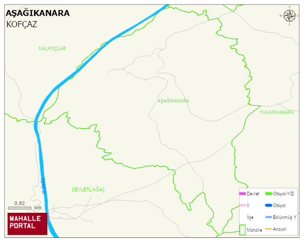 AŞAĞIKANARA Köyü Haritası | İnteraktif Köy ve Mahalle Sınırları