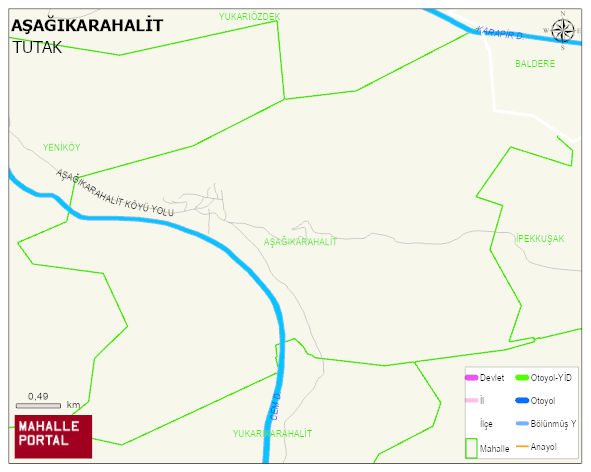 AŞAĞIKARAHALİT Köyü Haritası | Dağlar, Ovalar ve Akarsu Bilgileri