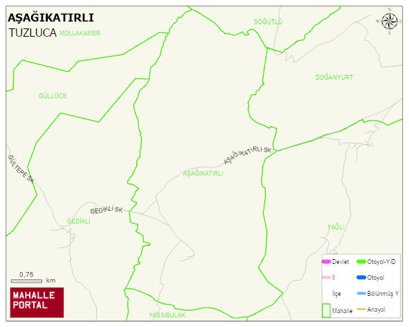 AŞAĞIKATIRLI Köyü Haritası | Mahalle ve Köy Sınırı