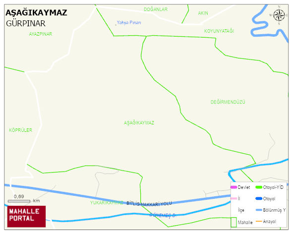 AŞAĞIKAYMAZ Mahallesi Haritası | İnteraktif Köy ve Mahalle Sınırları