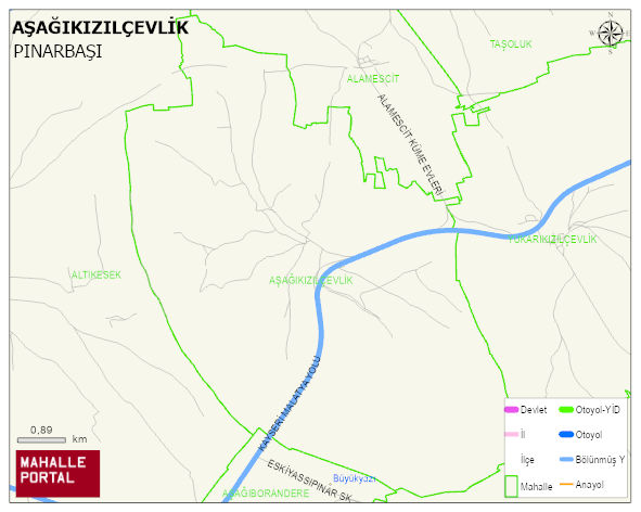 AŞAĞIKIZILÇEVLİK Mahallesi Haritası | Dağlar, Ovalar ve Akarsu Bilgileri