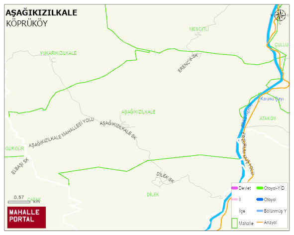 AŞAĞIKIZILKALE Mahallesi Haritası | Coğrafi Yapı ve Detaylı Haritası