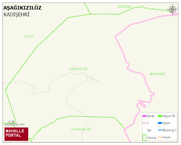 AŞAĞIKIZILÖZ Köyü Haritası | Yükselti ve Doğa Özellikleri