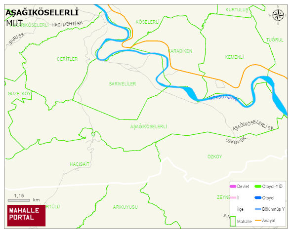 AŞAĞIKÖSELERLİ Mahallesi Haritası | Detaylı Köy ve Mahalle Görünümü