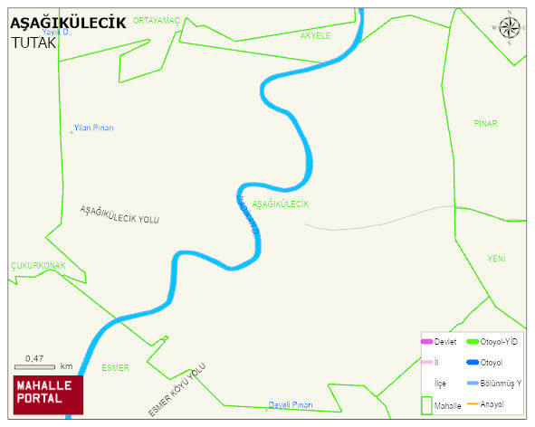 AŞAĞIKÜLECİK Köyü Haritası | Mahalle ve Köy Sınırı
