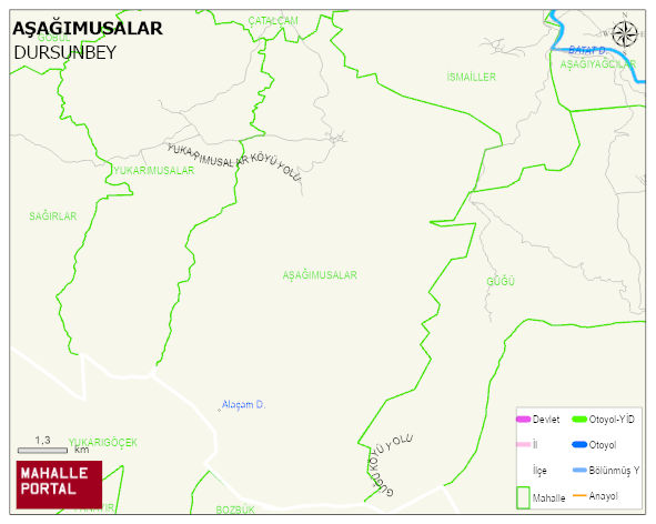 AŞAĞIMUSALAR Mahallesi Haritası | Detaylı Köy ve Mahalle Görünümü