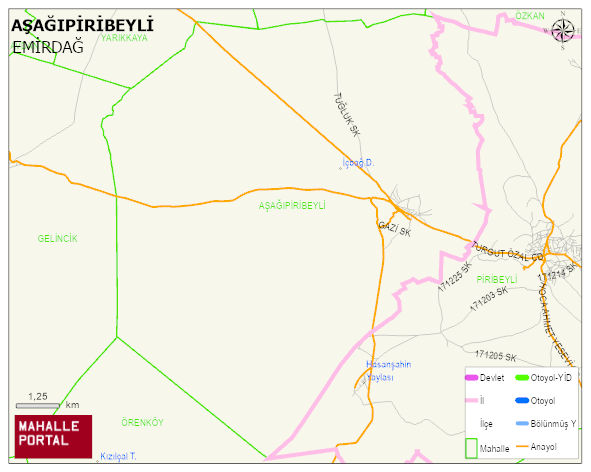 AŞAĞIPİRİBEYLİ Köyü Haritası | Mahalle Sokak Haritası