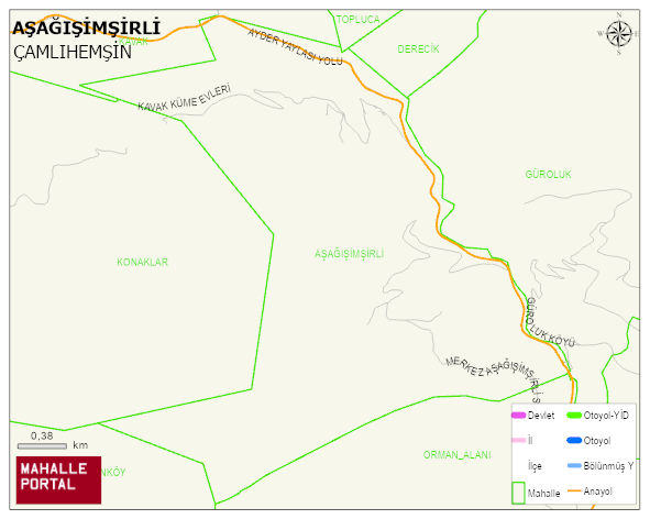 AŞAĞIŞİMŞİRLİ Mahallesi Haritası | Yükselti ve Doğa Özellikleri
