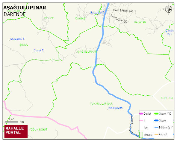AŞAĞIULUPINAR Mahallesi Haritası | Coğrafi Yapı ve Detaylı Haritası
