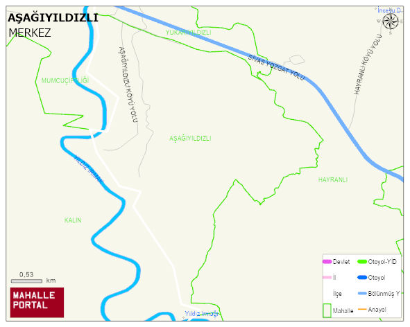 AŞAĞIYILDIZLI Köyü Haritası | Detaylı Köy ve Mahalle Görünümü