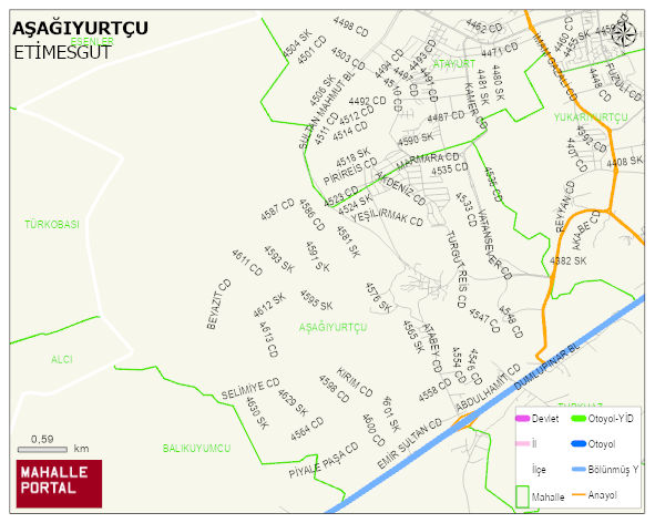 AŞAĞIYURTÇU Mahallesi Haritası | Güncel Mahalle ve Köy Haritası
