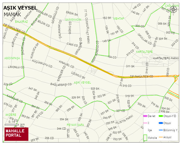 AŞIK VEYSEL Mahallesi Haritası | Mahalle Sokak Haritası