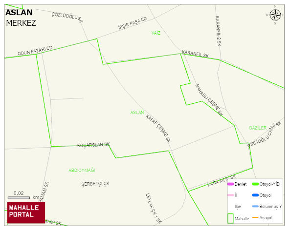 ASLAN Mahallesi Haritası | Yükselti ve Doğa Özellikleri