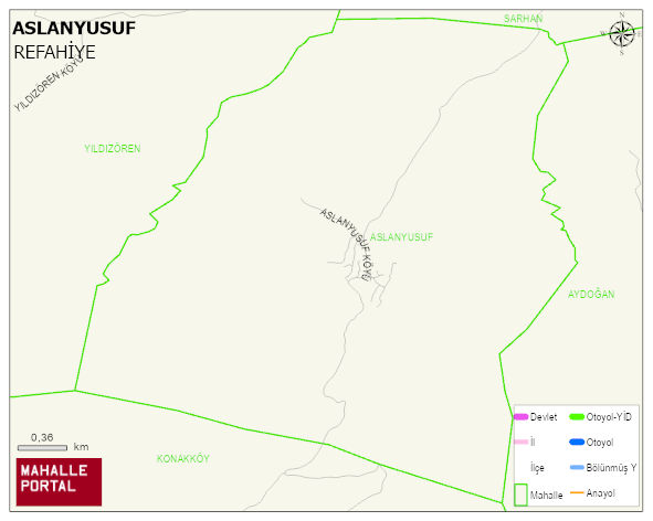 ASLANYUSUF Köyü Haritası | Dağlar, Ovalar ve Akarsu Bilgileri