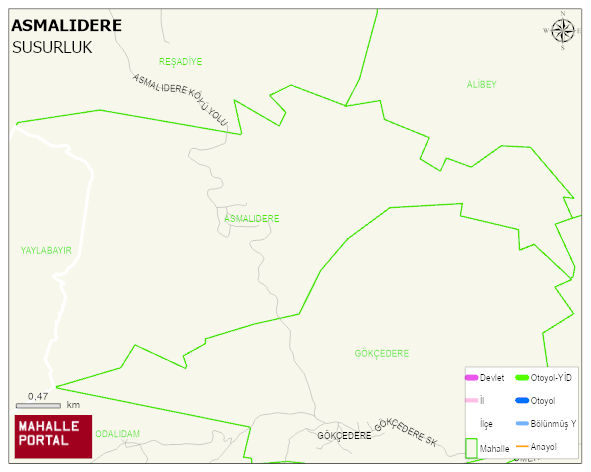 ASMALIDERE Mahallesi Haritası | Detaylı Köy ve Mahalle Görünümü