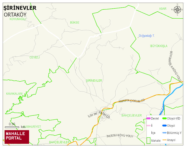 AŞTAVUL BELDESİ ŞİRİNEVLER Mahallesi Haritası | Yükselti ve Doğa Özellikleri