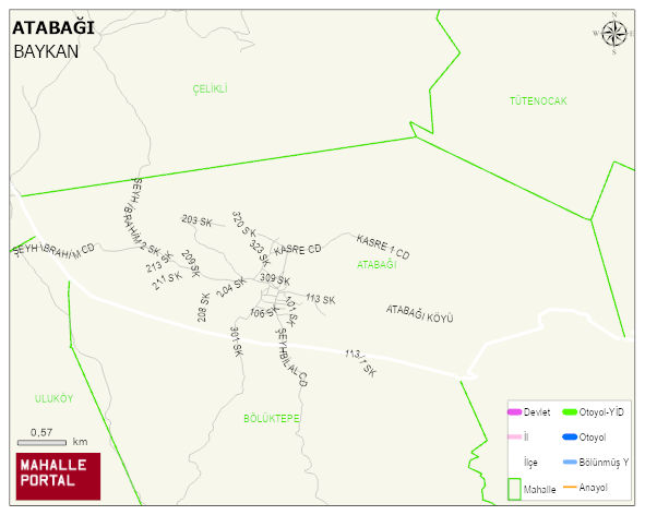ATABAĞI BELDESİ ATABAĞI Mahallesi Haritası | Sayısal Bölge Görünümü