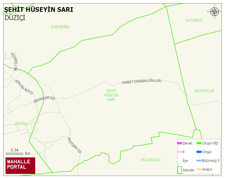 ATALAN BELDESİ ŞEHİT HÜSEYİN SARI Mahallesi Haritası | Yükselti ve Doğa Özellikleri