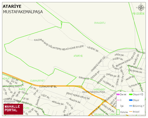 ATARİYE Mahallesi Haritası | Güncel Mahalle ve Köy Haritası
