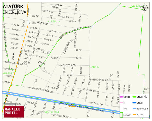 ATATÜRK Mahallesi Haritası | Mahalle ve Köy Sınırı