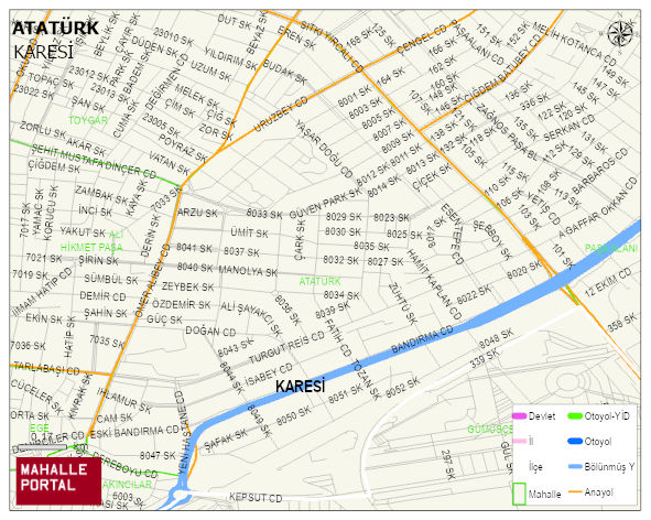 ATATÜRK Mahallesi Haritası | Mahalle ve Köy Sınırı