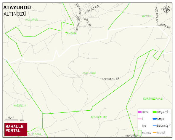 ATAYURDU Mahallesi Haritası | Coğrafi Yapı ve Detaylı Haritası