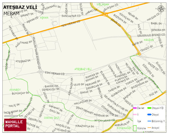 ATEŞBAZ VELİ Mahallesi Haritası | Mahalle ve Köy Sınırı