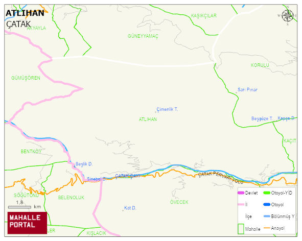 ATLIHAN Mahallesi Haritası | Yükselti ve Doğa Özellikleri