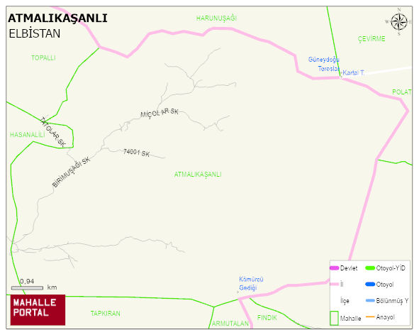 ATMALIKAŞANLI Mahallesi Haritası | İnteraktif Köy ve Mahalle Sınırları