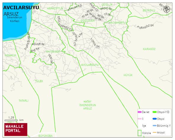AVCILARSUYU Mahallesi Haritası | Yükselti ve Doğa Özellikleri
