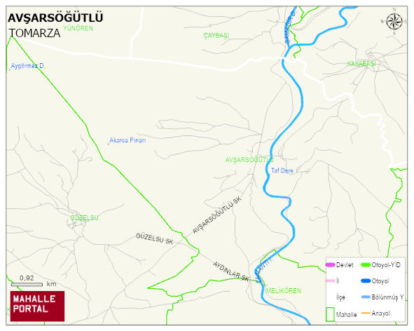 AVŞARSÖĞÜTLÜ Mahallesi Haritası | Yükselti ve Doğa Özellikleri