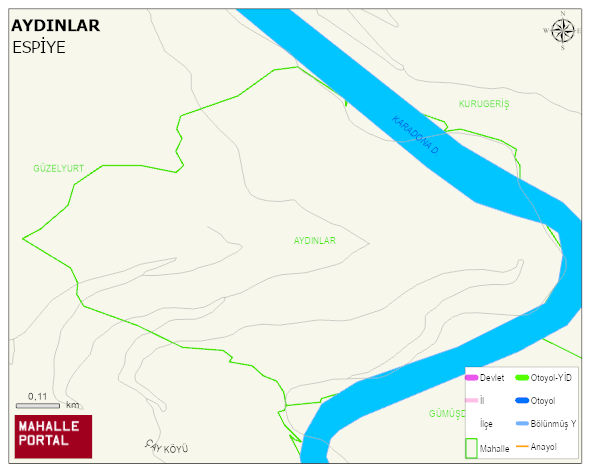 AYDINLAR Köyü Haritası | Dağlar, Ovalar ve Akarsu Bilgileri
