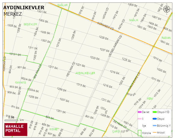 AYDINLIKEVLER Mahallesi Haritası | Yükselti ve Doğa Özellikleri