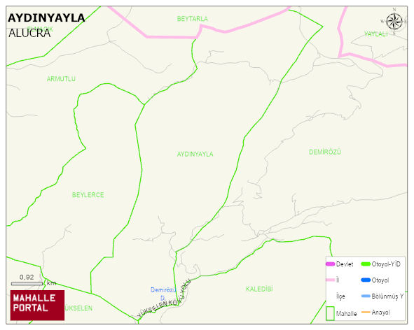 AYDINYAYLA Köyü Haritası | Yükselti ve Doğa Özellikleri
