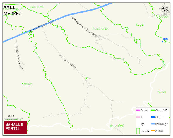 AYLI Köyü Haritası | Dağlar, Ovalar ve Akarsu Bilgileri