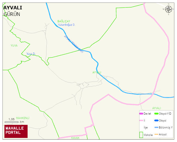 AYVALI Köyü Haritası | Mahalle ve Köy Sınırı