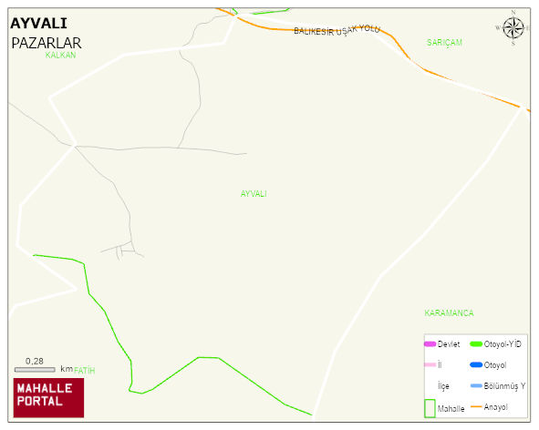 AYVALI Mahallesi Haritası | Yükselti ve Doğa Özellikleri
