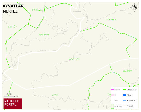 AYVATLAR Köyü Haritası | Dağlar, Ovalar ve Akarsu Bilgileri