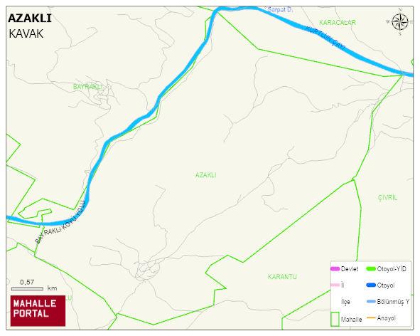 AZAKLI Mahallesi Haritası | Dağlar, Ovalar ve Akarsu Bilgileri
