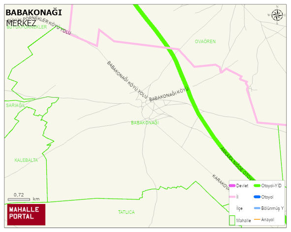 BABAKONAĞI Köyü Haritası | Mahalle ve Köy Sınırı