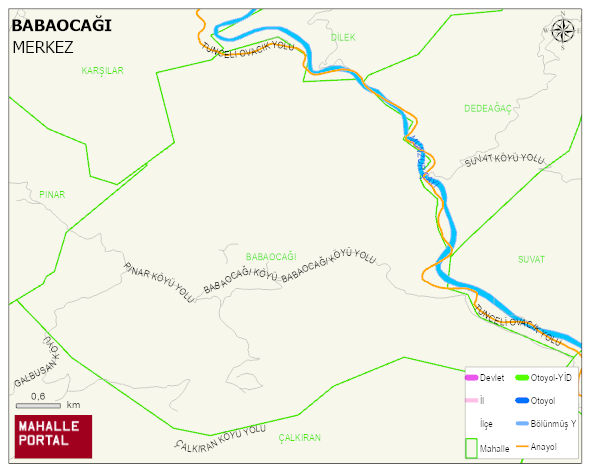 BABAOCAĞI Köyü Haritası | Dağlar, Ovalar ve Akarsu Bilgileri