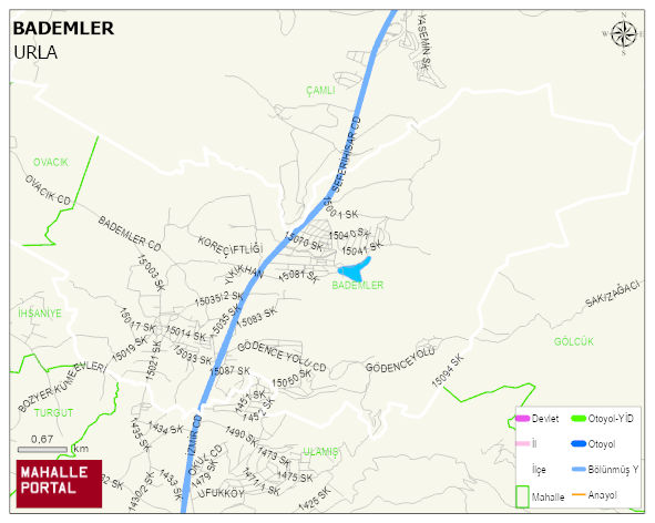 BADEMLER Mahallesi Haritası | Yükselti ve Doğa Özellikleri