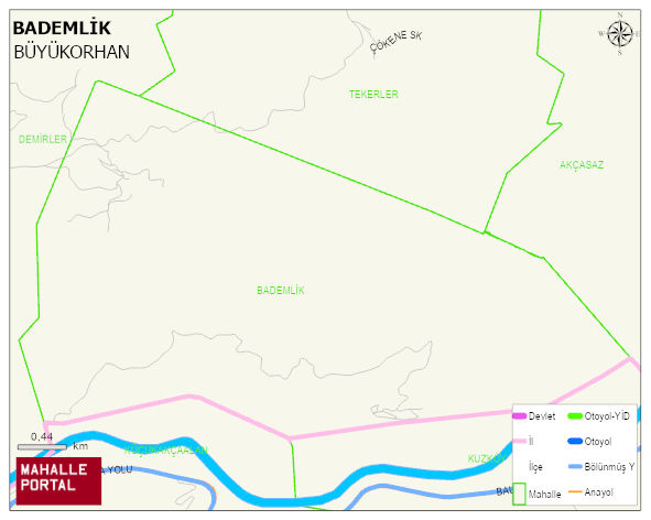 BADEMLİK Mahallesi Haritası | Mahalle ve Köy Sınırı