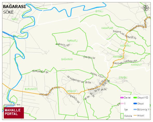 BAĞARASI Mahallesi Haritası | Mahalle ve Köy Sınırı