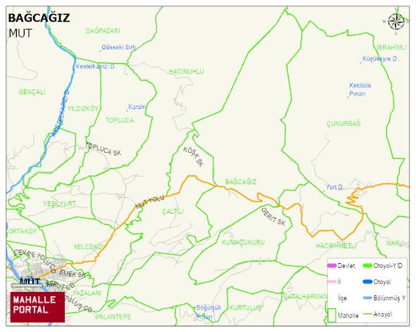 BAĞCAĞIZ Mahallesi Haritası | Yükselti ve Doğa Özellikleri