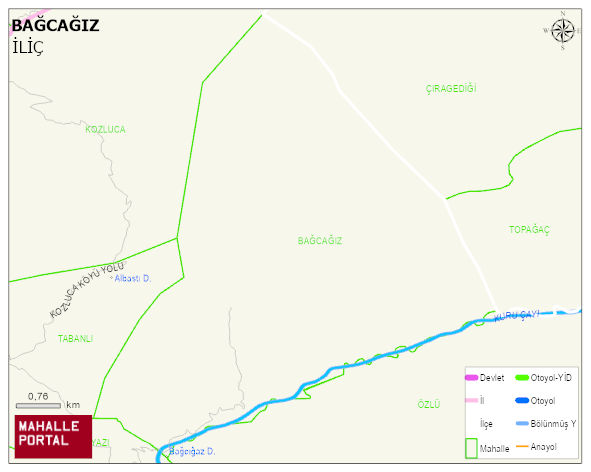 BAĞCUĞAZ Köyü Haritası | Coğrafi Yapı ve Detaylı Haritası