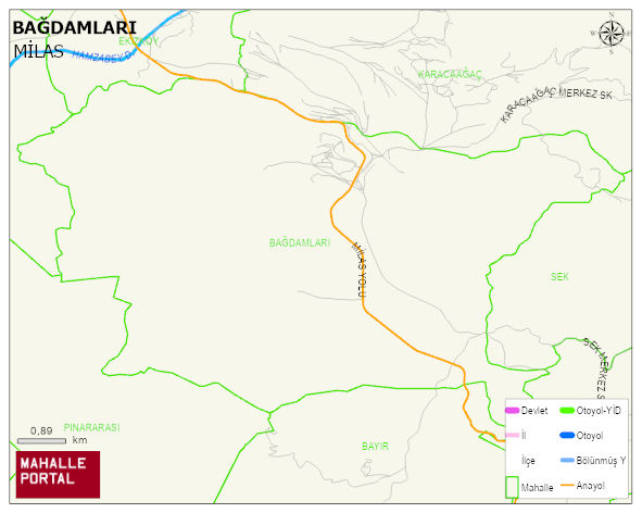 BAĞDAMLARI Mahallesi Haritası | Coğrafi Yapı ve Detaylı Haritası