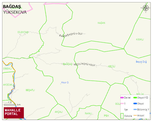 BAĞDAŞ Köyü Haritası | Yükselti ve Doğa Özellikleri