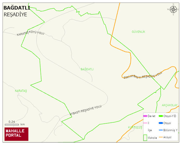 BAĞDATLI Köyü Haritası | Dağlar, Ovalar ve Akarsu Bilgileri