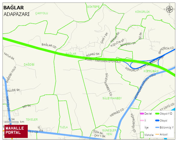BAĞLAR Mahallesi Haritası | Yükselti ve Doğa Özellikleri